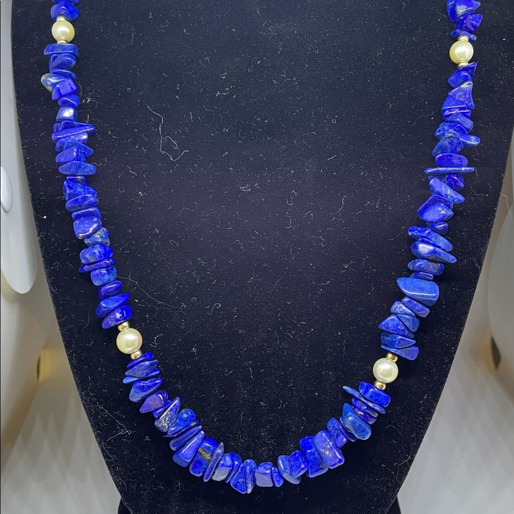 Lapis and pearl necklace
